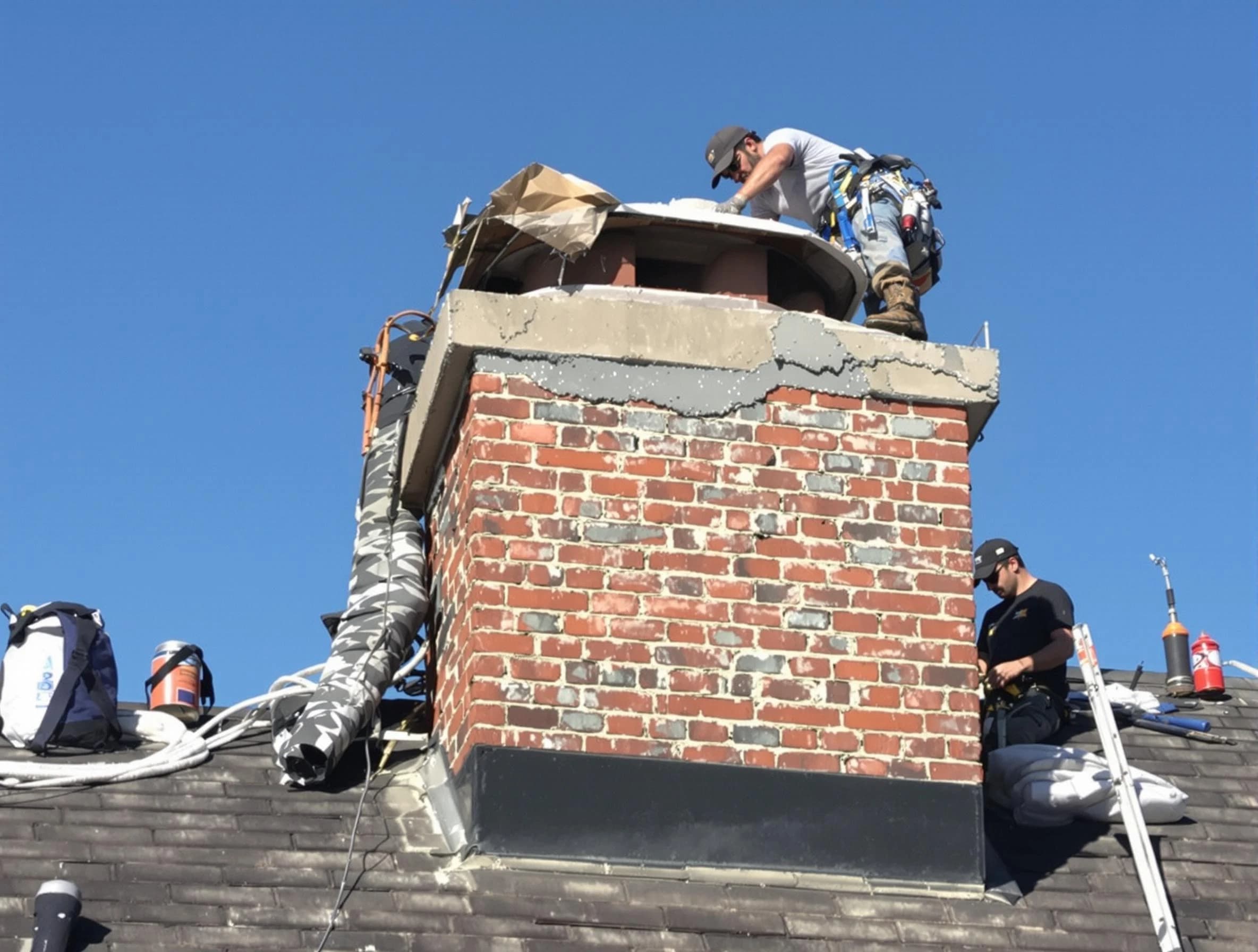 Pleasant View Chimney Sweep installing a custom chimney crown in Pleasant View, UT