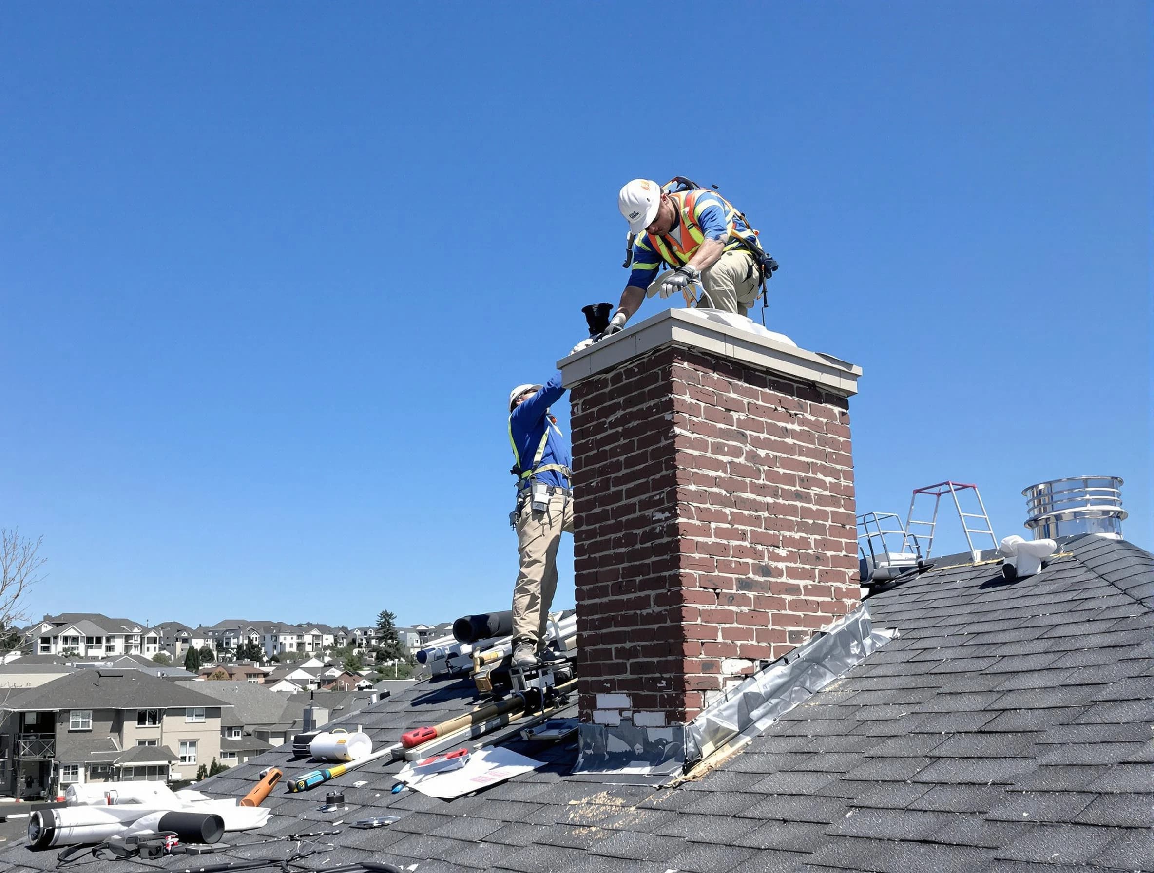 Pleasant View Chimney Sweep repairing a chimney crown in Pleasant View, UT