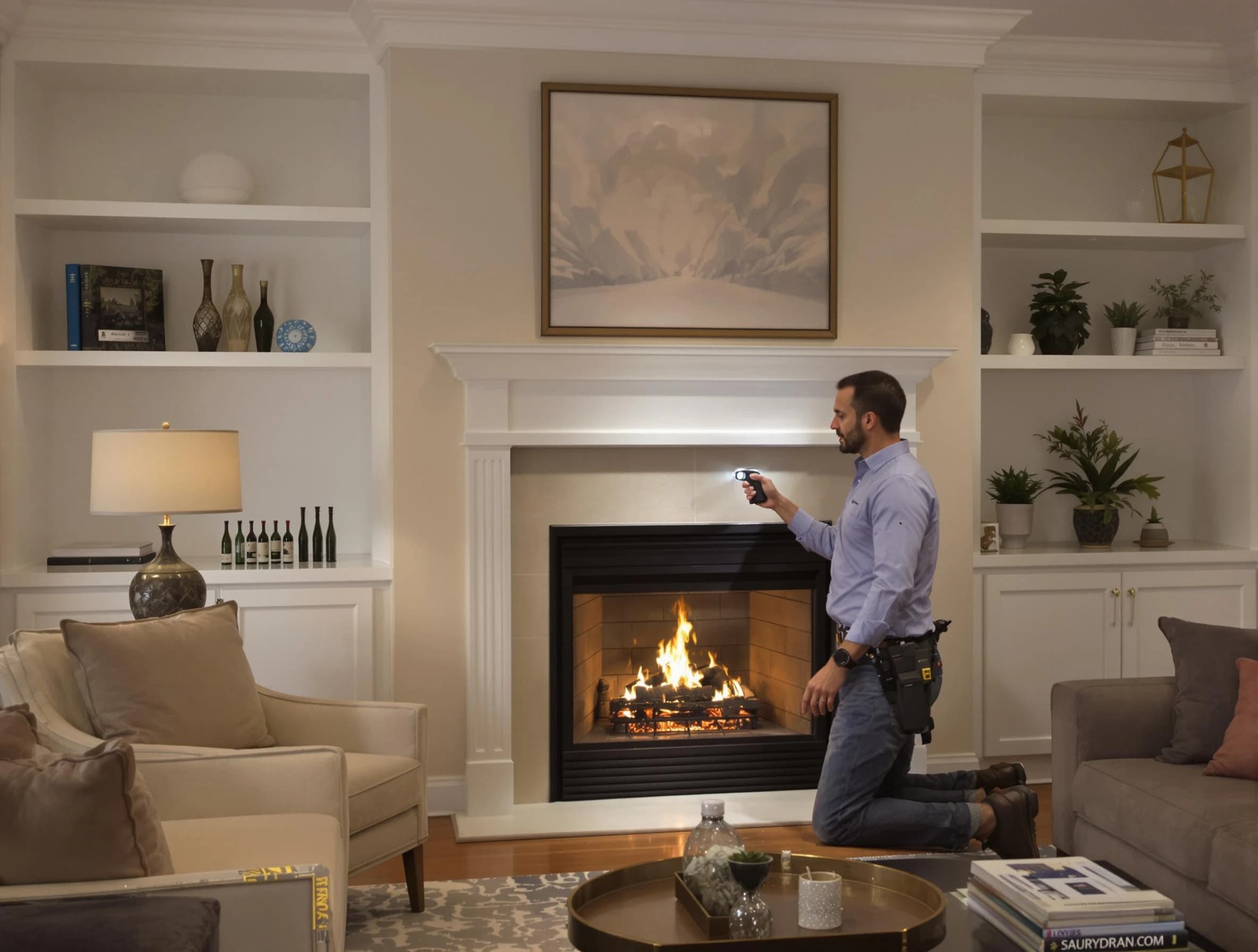 Pleasant View Chimney Sweep conducting a fireplace safety inspection in Pleasant View, UT