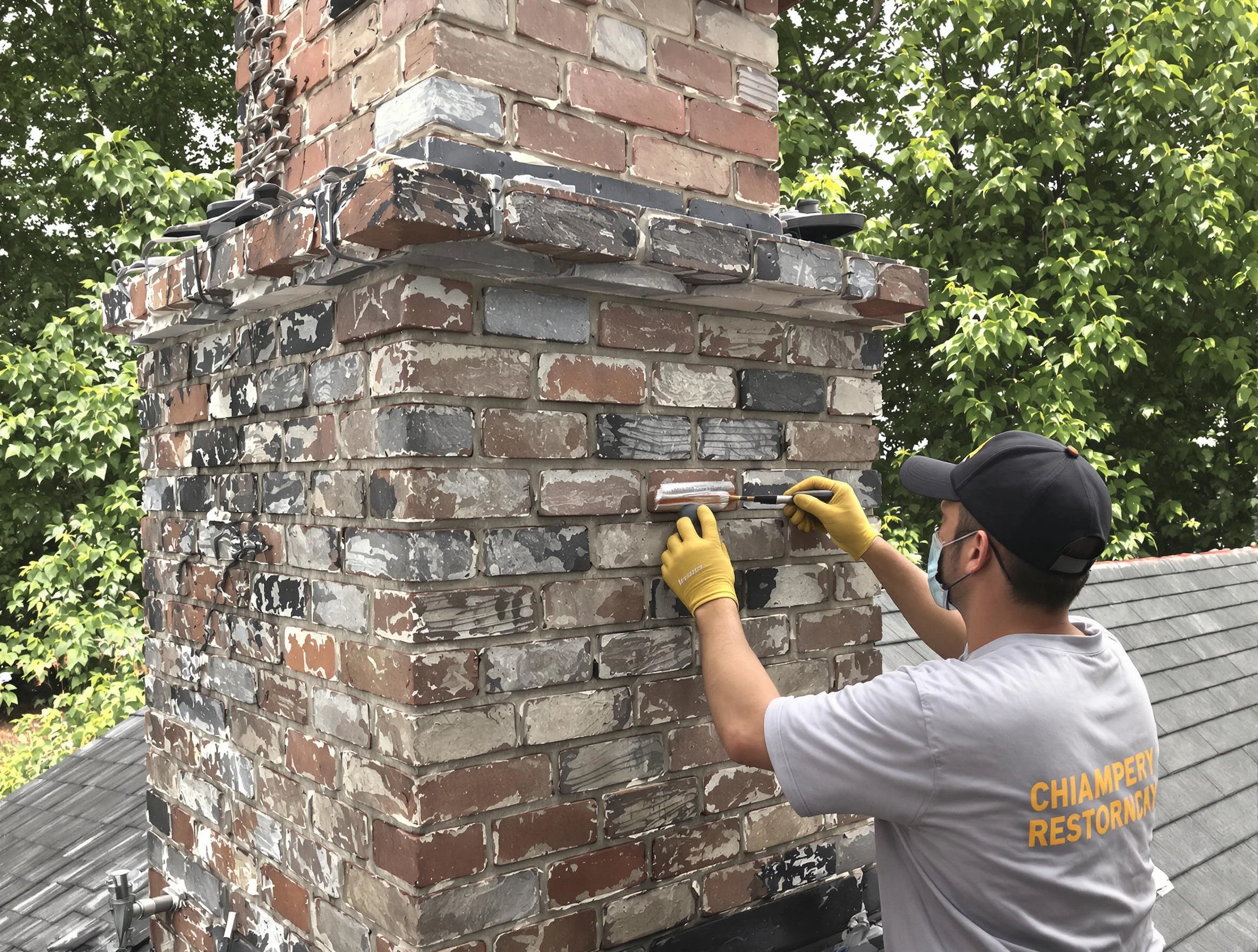 In-progress chimney restoration by Pleasant View Chimney Sweep in Pleasant View, UT